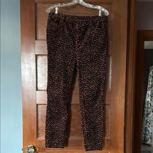LOFT Brown and Black Leopard Print Skinny Corduroy Pants Size 10